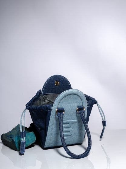 Hues of Blue Top Handle Bag - Denim