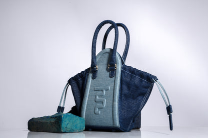 Hues of Blue Top Handle Bag - Denim